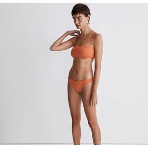 Madewell Second Wave Ribbed Spaghetti-Strap Bandeau Bikini Top